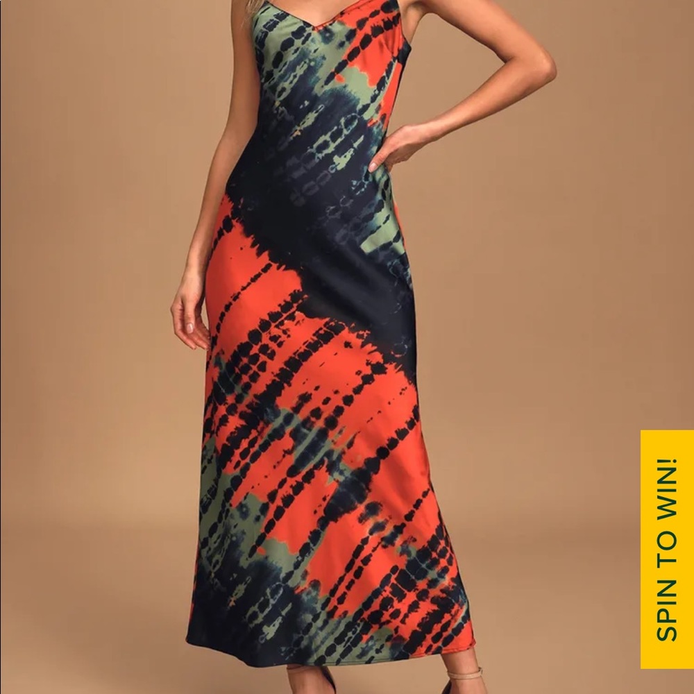 Multi Color Satin Maxi Dress